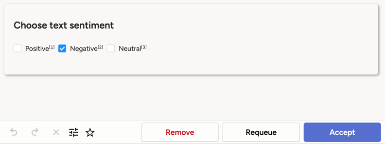 Screenshot of reject actions